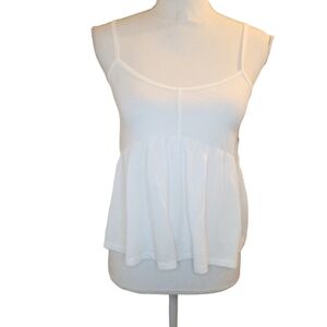 Hollister Cream Cami Tank Top Sz: S Babydoll Logo Placard Adjustable Strap
